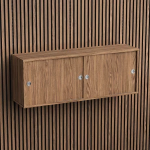 Brace wall cabinet Diamond Walnut 1200 mm four sliding doors with Diamond Walnut acoustic panels