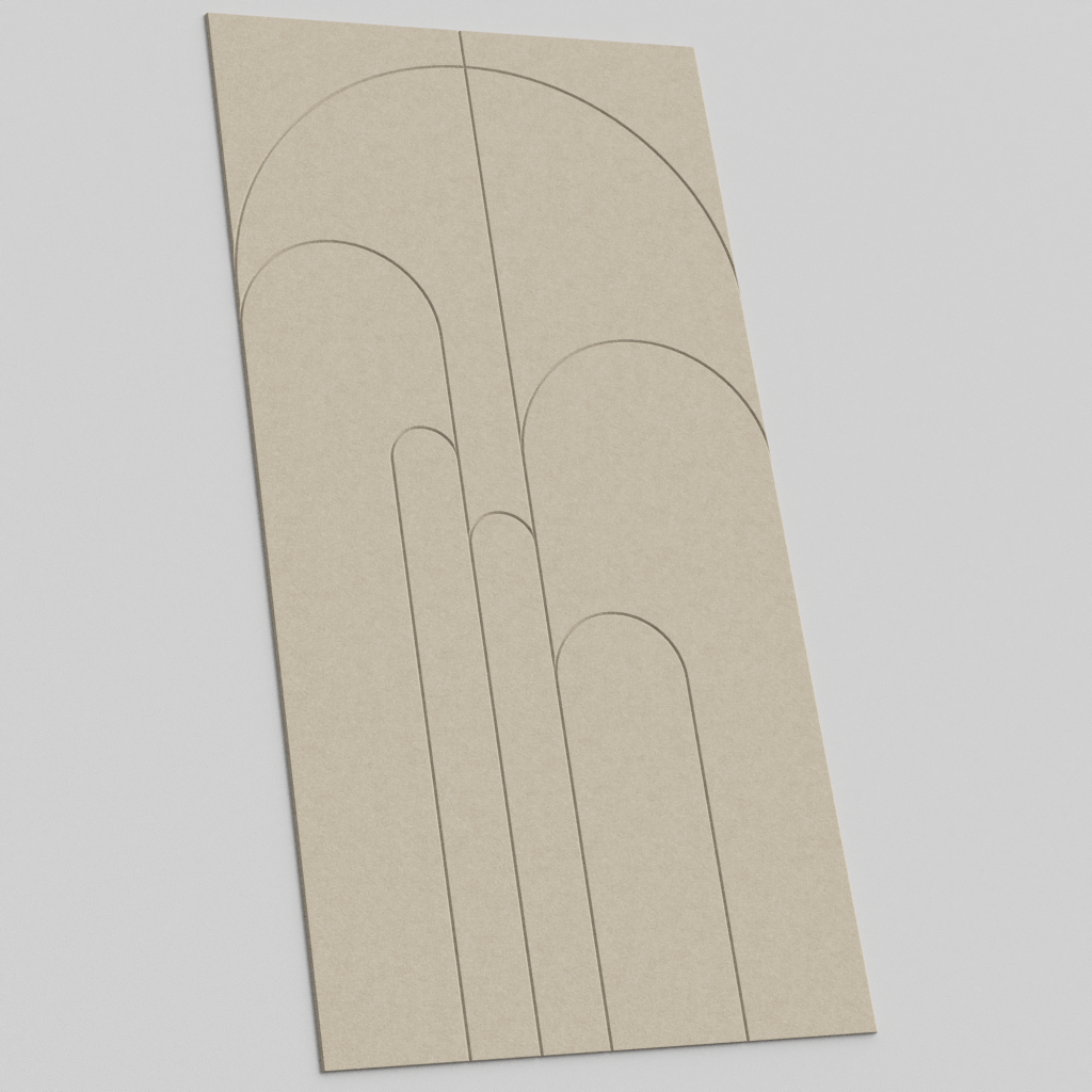 Panel acústico con fieltro RecoSilent Sandstone y diseño Silence Dome